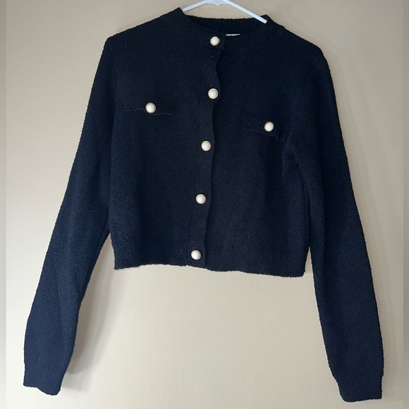 Mango knitted textured cardigan with gold jewelry black - Picture 4 of 10